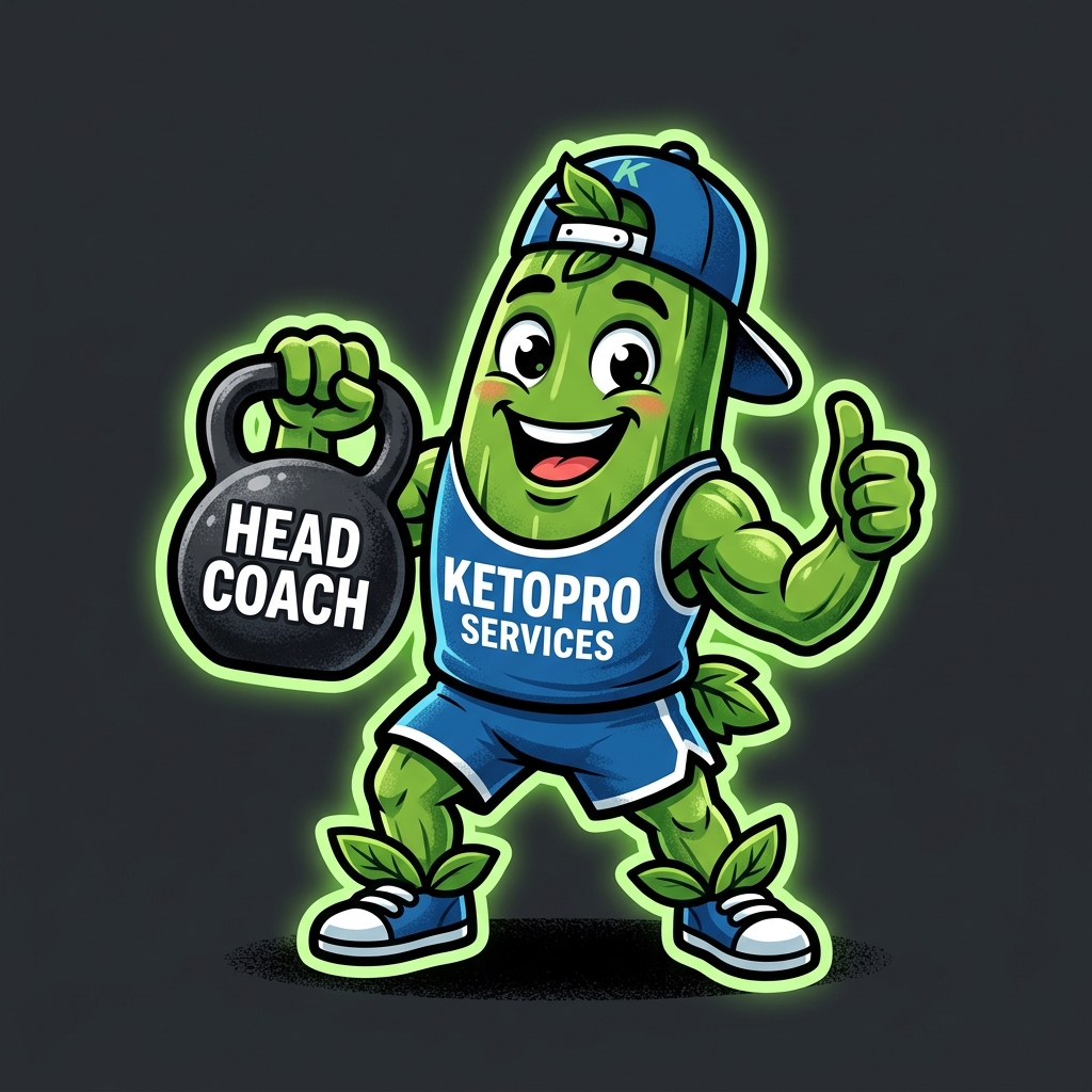 Keto Pro Zucchini Mascot with Kettlebell